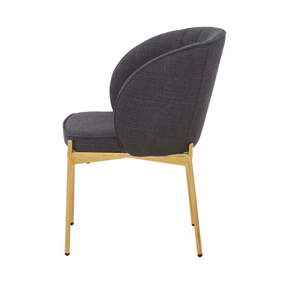 Lot de 2 chaises en tissu noir pieds en métal doré
