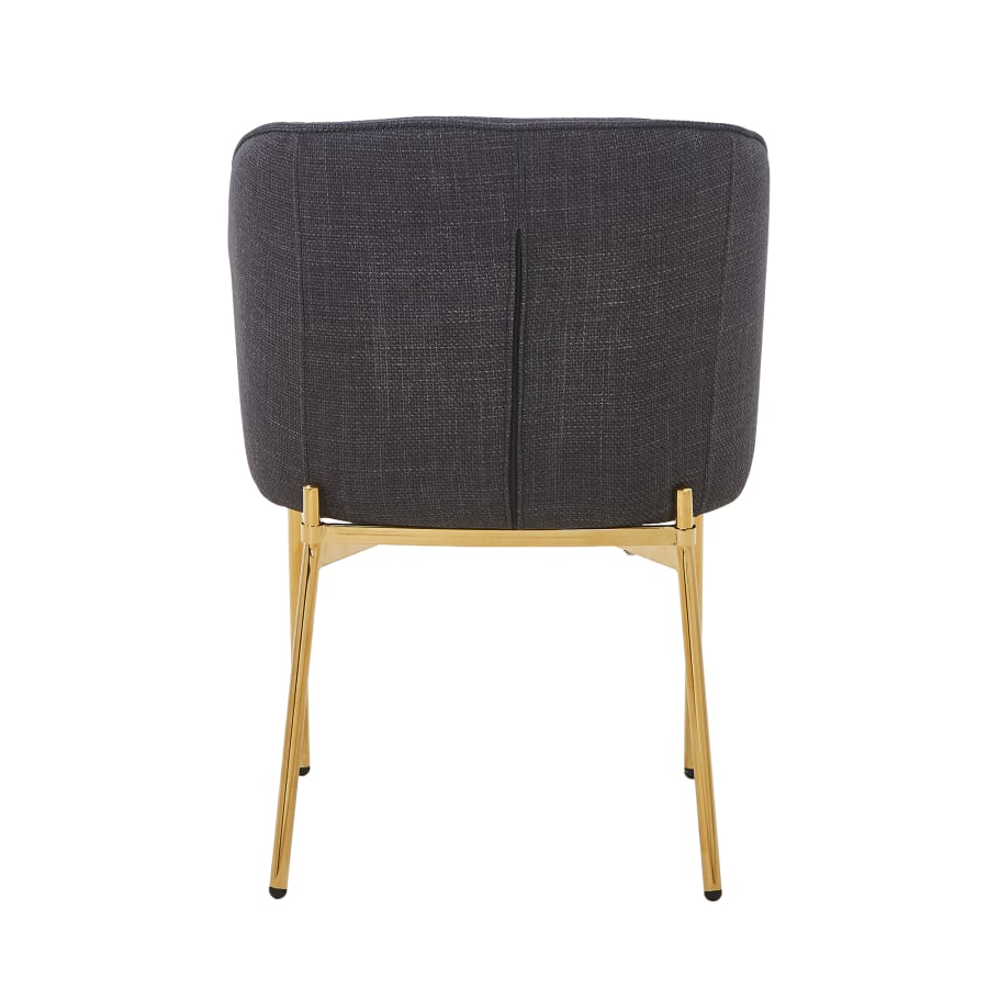 Lot de 2 chaises en tissu noir pieds en métal doré