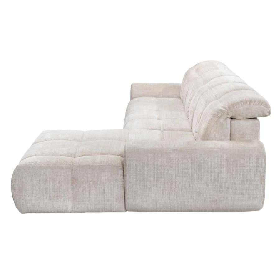 Canap&eacute; d'angle convertible avec coffre en tissu beige - Angle droit