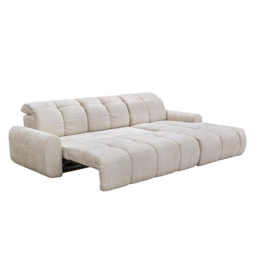 Canap&eacute; d'angle convertible avec coffre en tissu beige - Angle droit