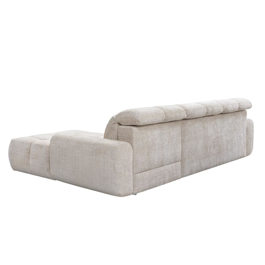 Canap&eacute; d'angle convertible avec coffre en tissu beige - Angle droit