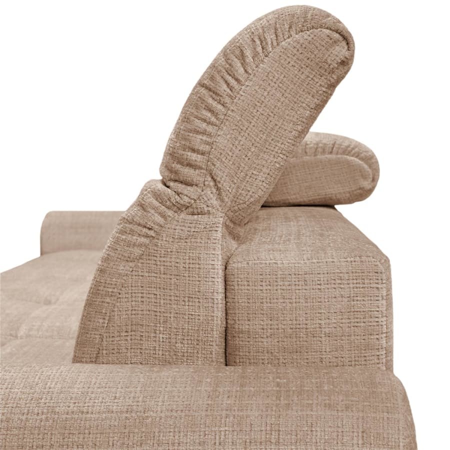 Canap&eacute; d'angle convertible avec coffre en tissu taupe - Angle droit