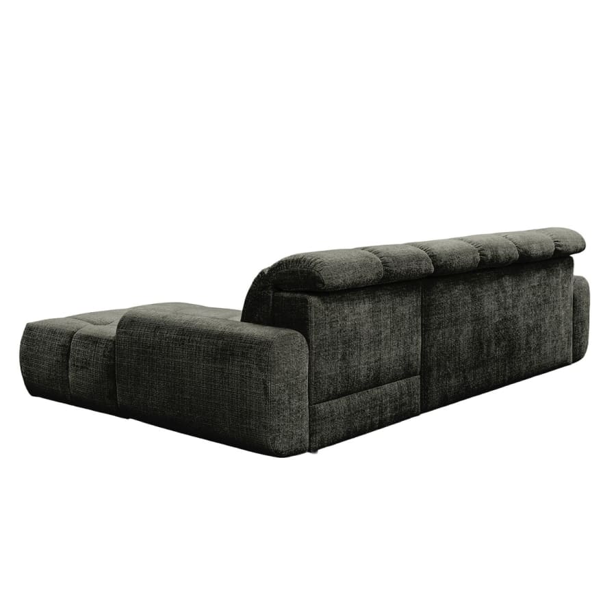 Canap&eacute; d'angle convertible avec coffre en tissu vert sapin - Angle droit