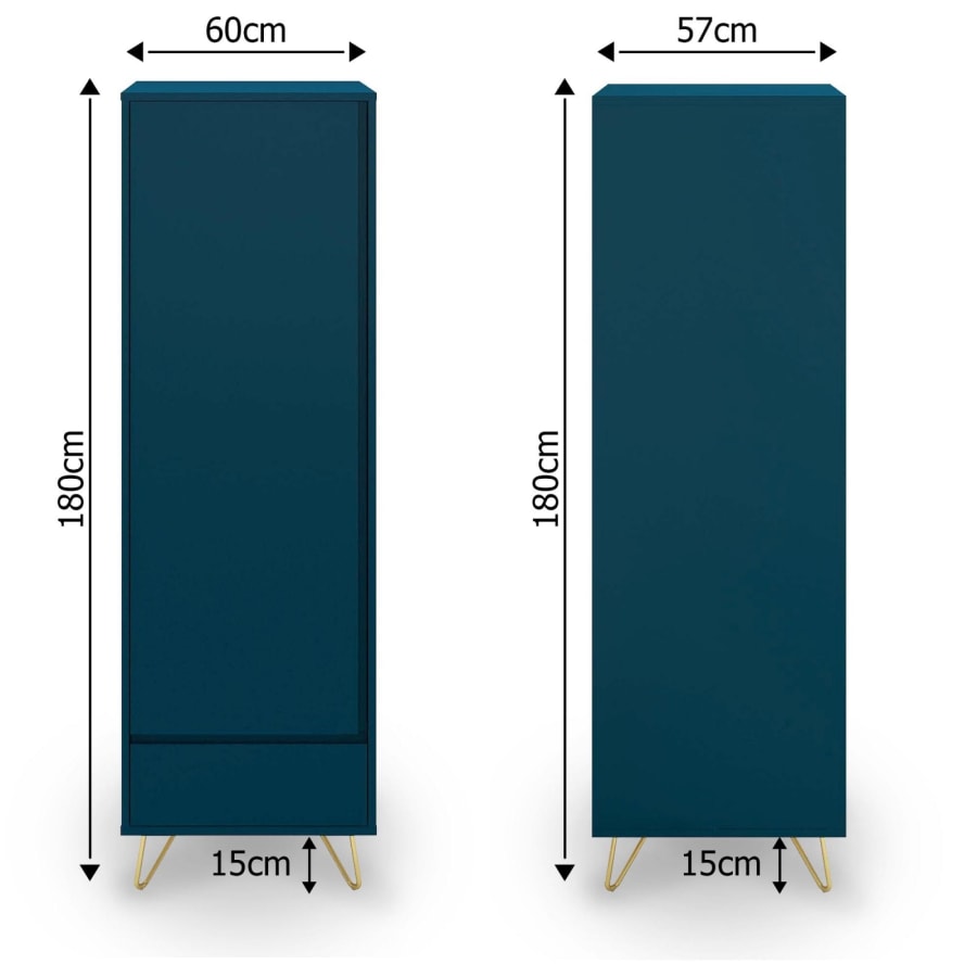 Armoire bleu canard équipée de 1 porte et 1 tiroir design