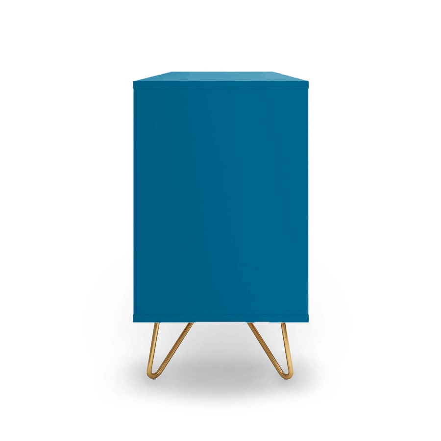 Buffet enfilade bleu canard &eacute;quip&eacute; de 3 tiroirs et 2 portes