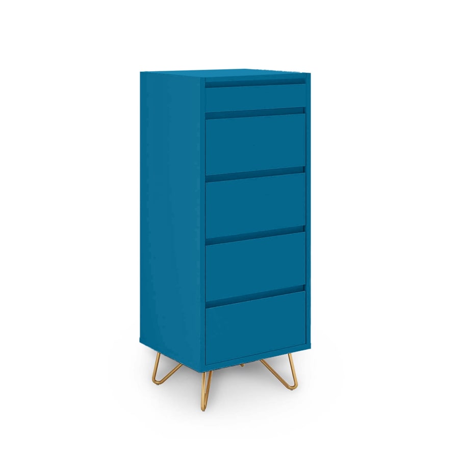 Commode avec coiffeuse intégrée et 4 tiroirs bleu canard design