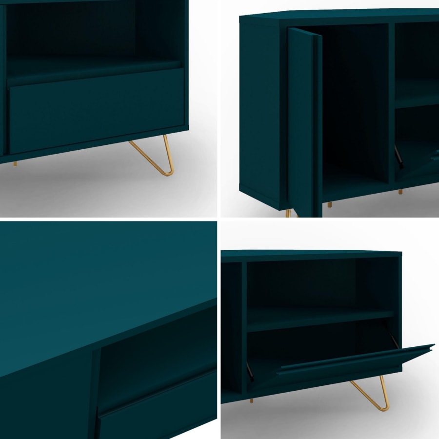 Meuble TV d&rsquo;angle bleu canard  design