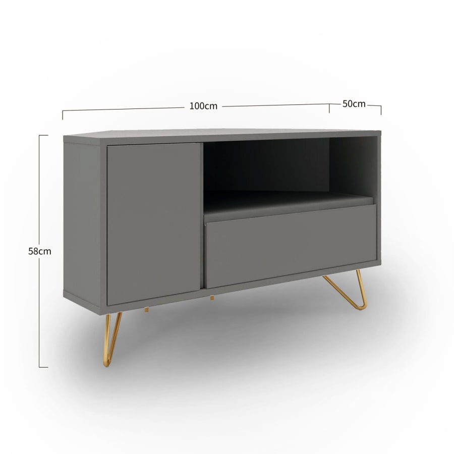 Meuble TV d’angle design gris