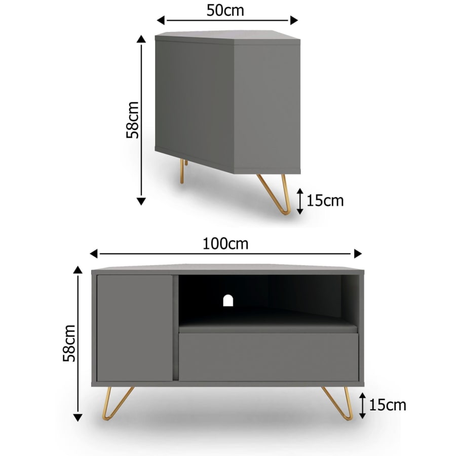 Meuble TV d’angle design gris