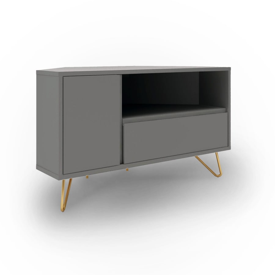 Meuble TV d’angle design gris