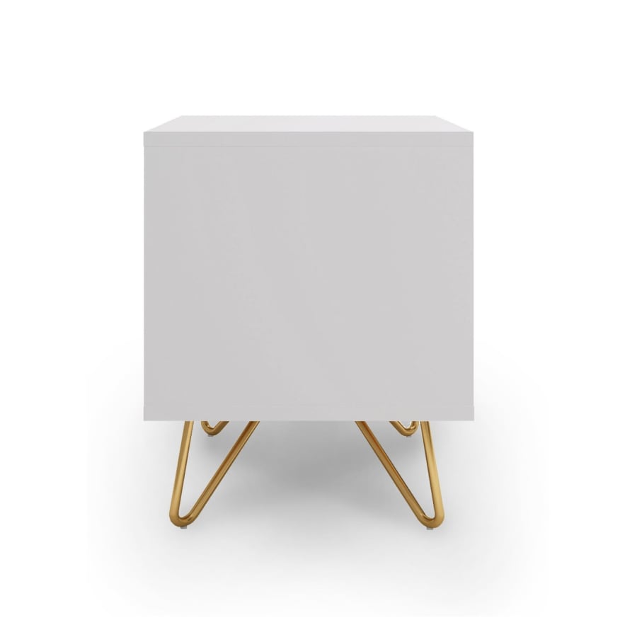 Table de chevet design avec 2 tiroirs blanche