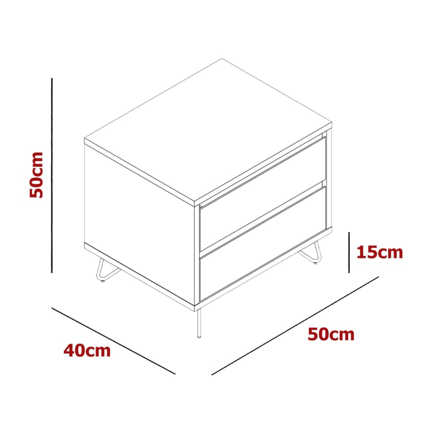 Table de chevet design avec 2 tiroirs blanche