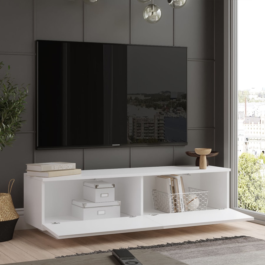 Meuble TV 2 portes blanc