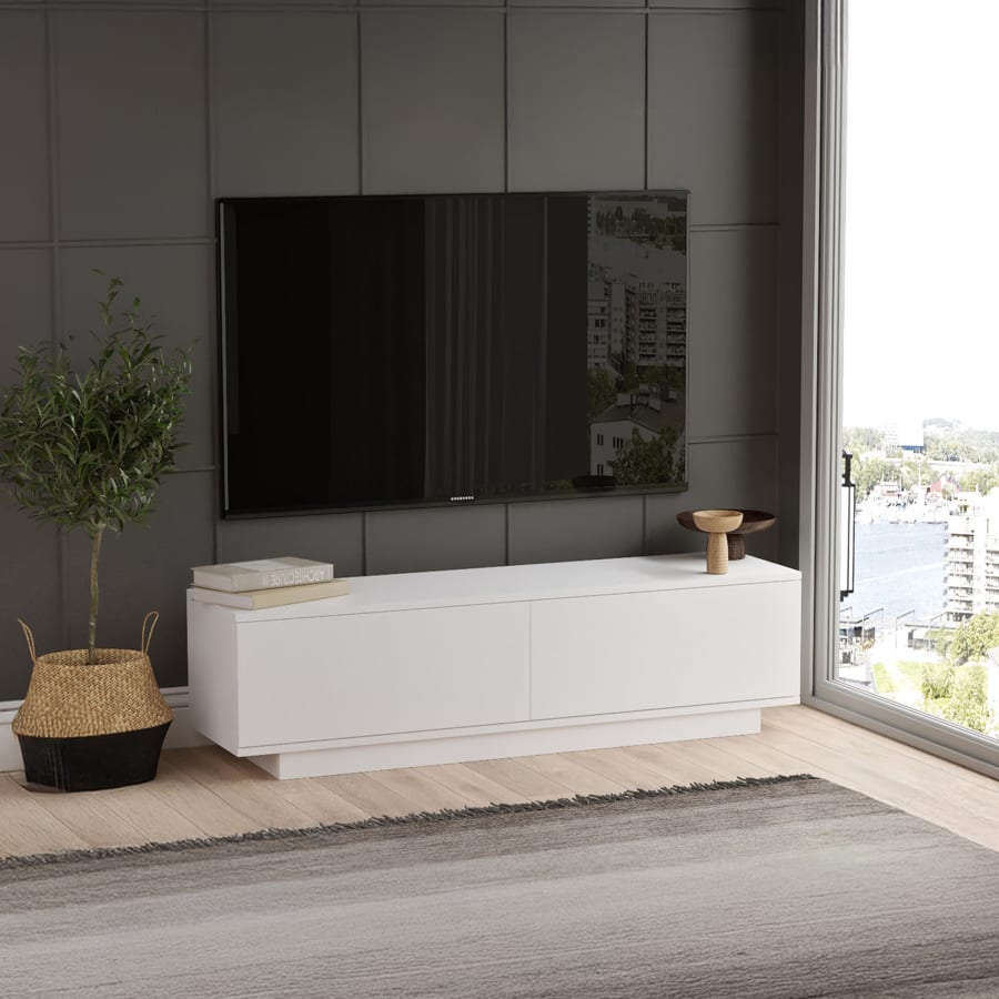 Meuble TV 2 portes blanc