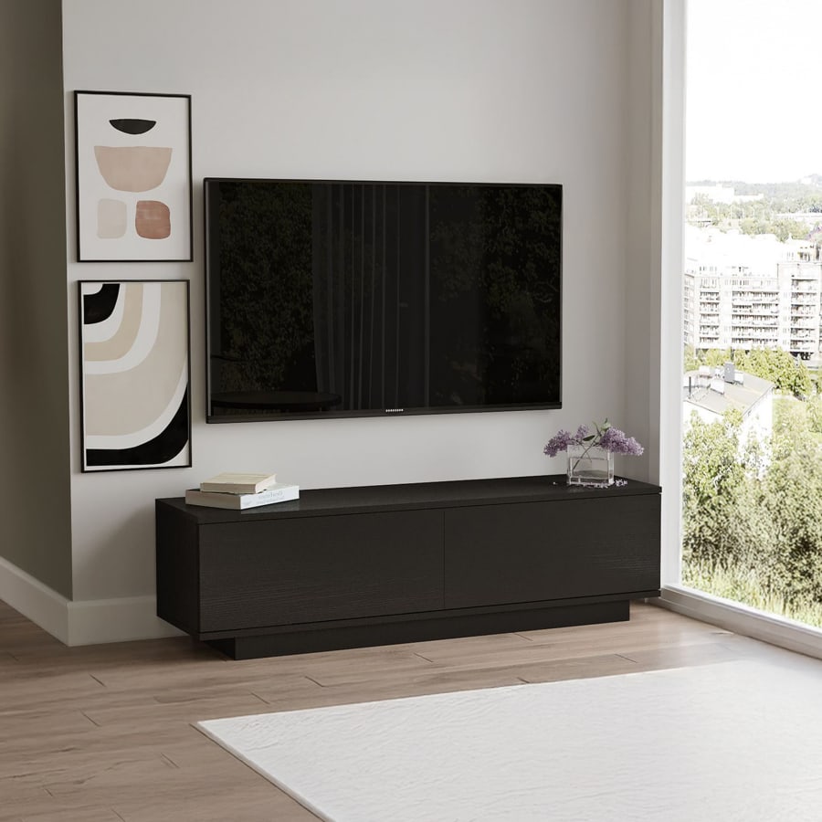 Meuble TV 2 portes noir