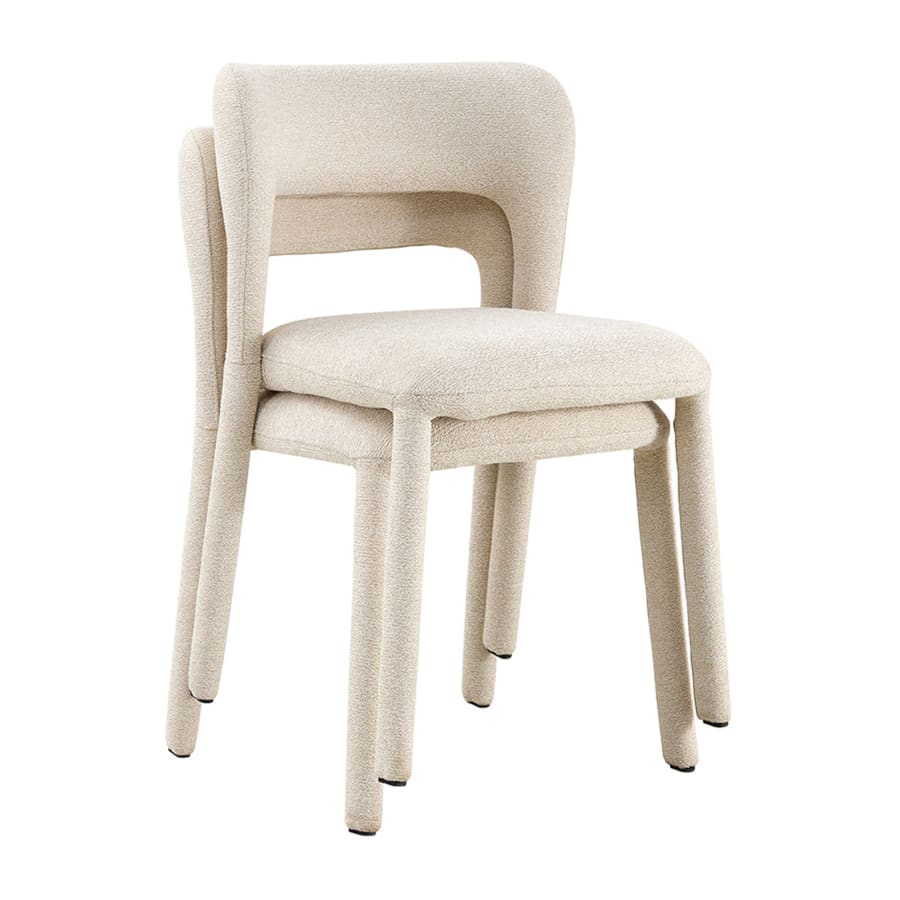 Chaise empilable en tissu bouclette beige