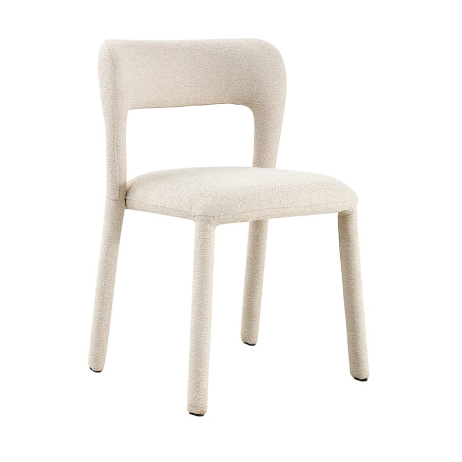 Chaise empilable en tissu bouclette beige