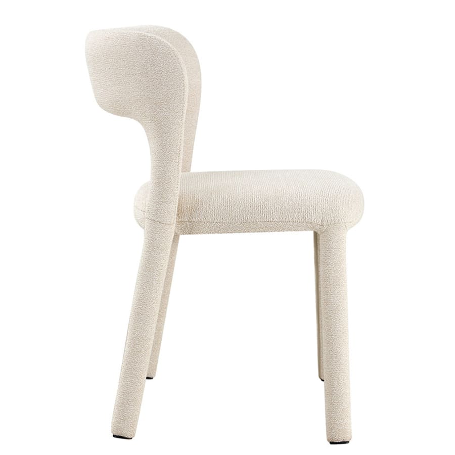 Chaise empilable en tissu bouclette beige