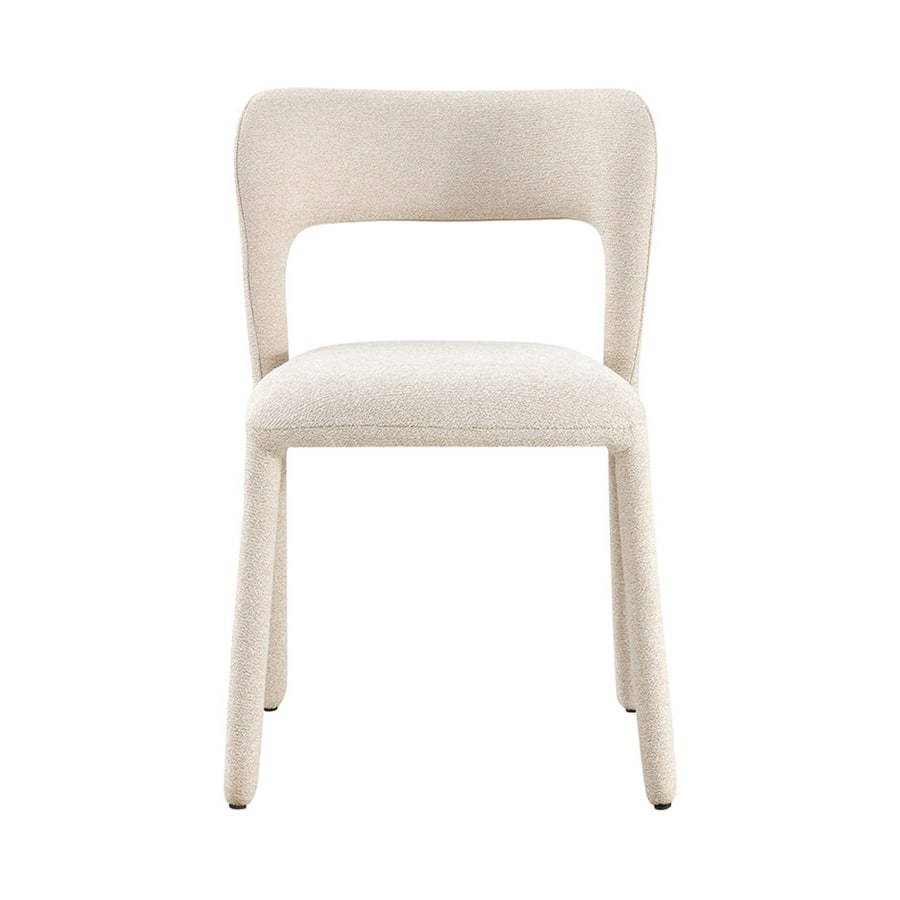 Chaise empilable en tissu bouclette beige