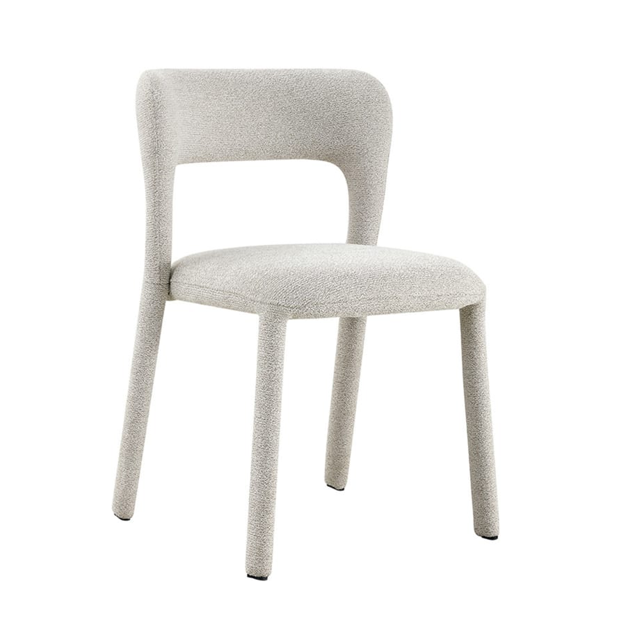 Chaise empilable en tissu bouclette &eacute;cru