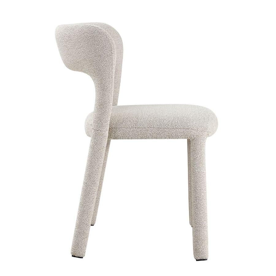 Chaise empilable en tissu bouclette &eacute;cru