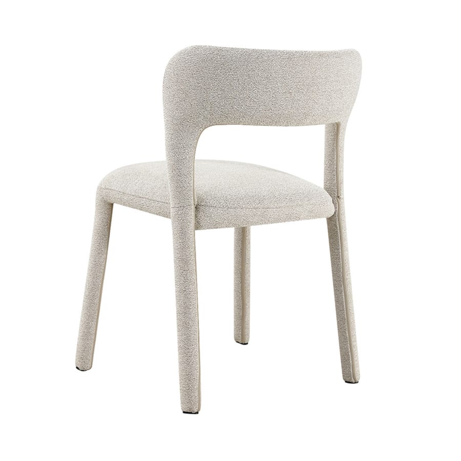 Chaise empilable en tissu bouclette &eacute;cru