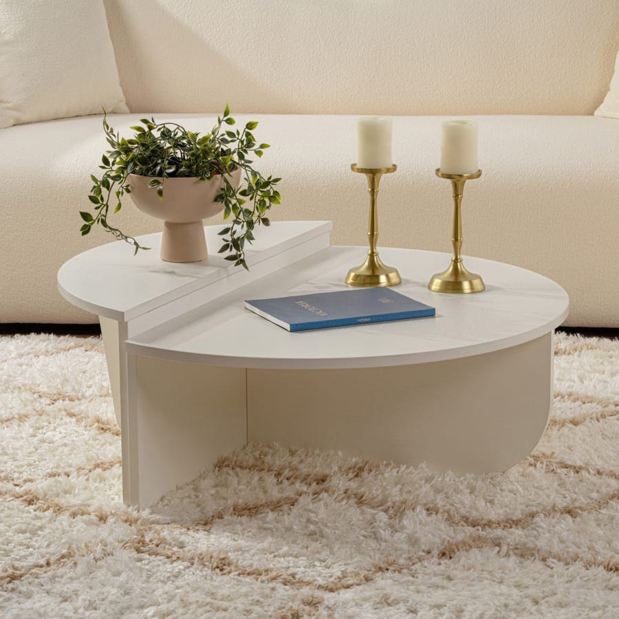 Table basse ronde couleur bois blanc D90 cm