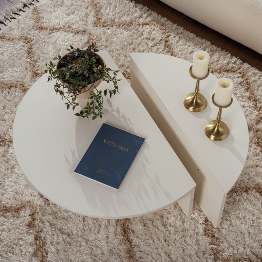 Table basse ronde couleur bois blanc D90 cm