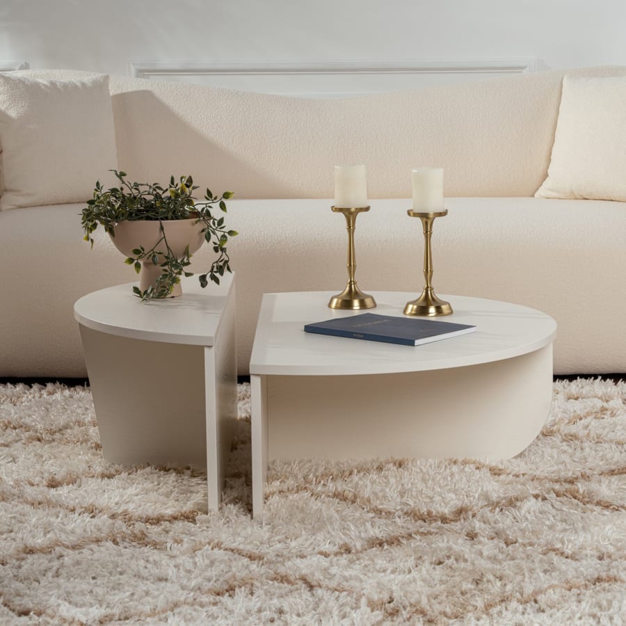 Table basse ronde couleur bois blanc D90 cm