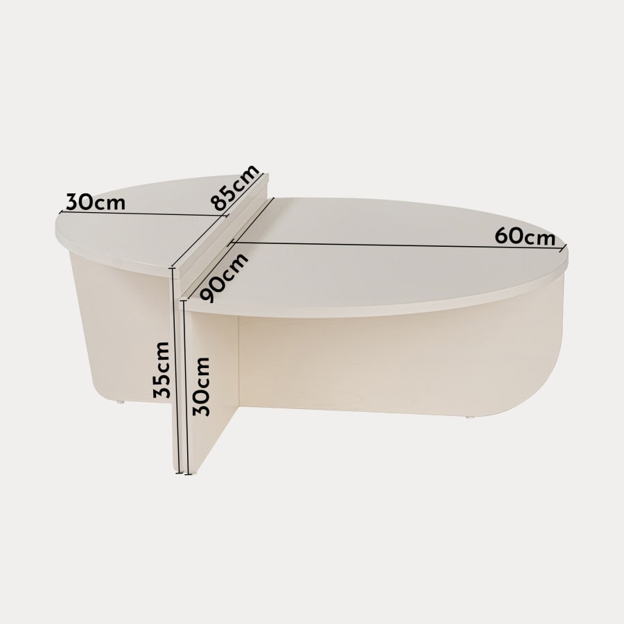 Table basse ronde couleur bois blanc D90 cm