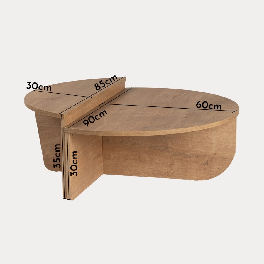 Table basse ronde couleur bois clair D90 cm