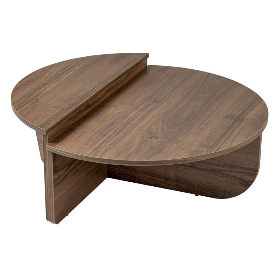 Table basse ronde couleur bois fonc&eacute; D90 cm