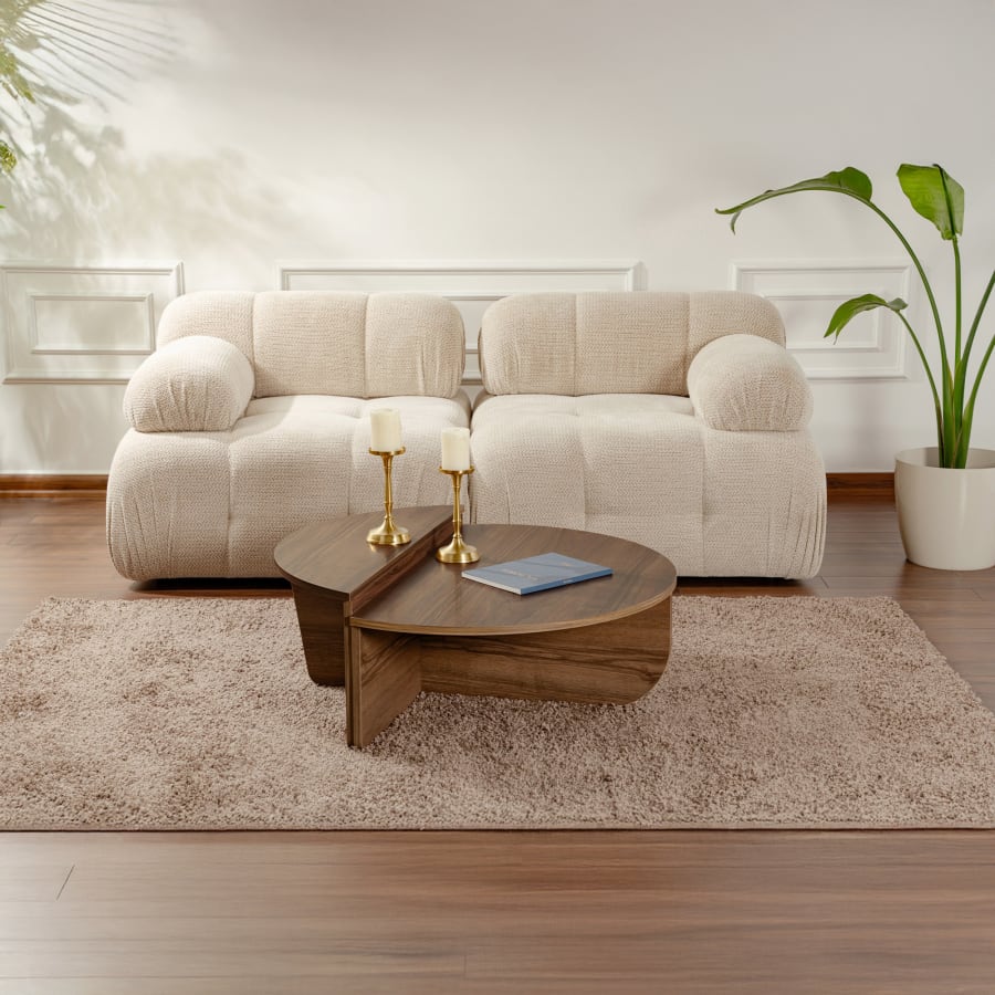 Table basse ronde couleur bois fonc&eacute; D90 cm