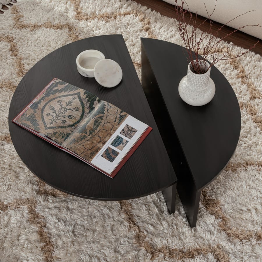 Table basse ronde couleur bois noir D90 cm