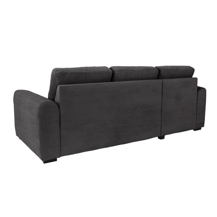 Canapé d'angle réversible convertible avec coffre en velours côtelé anthracite