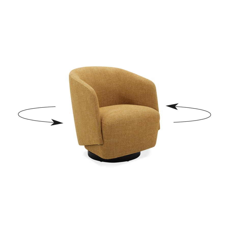 Fauteuil cabriolet design pivotant en tissu jaune