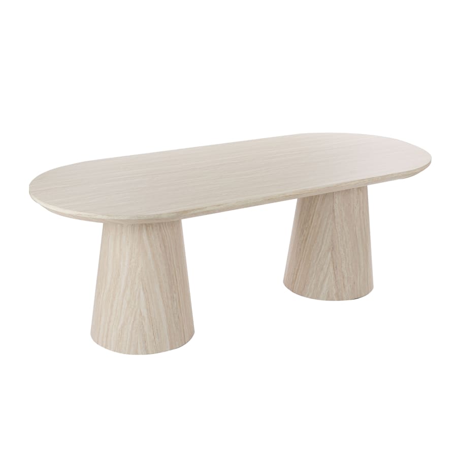 Table &agrave; manger ovale couleur bois clair 220 cm