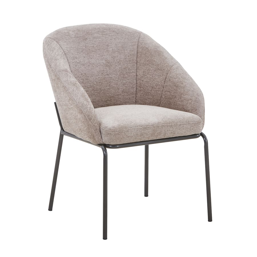 Chaise en tissu taupe pieds en métal noir