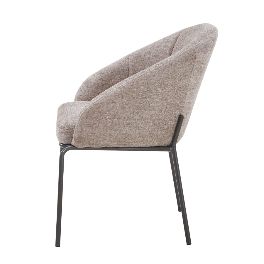 Chaise en tissu taupe pieds en métal noir