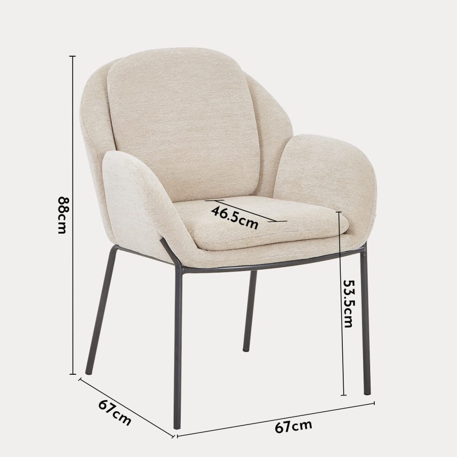 Chaise en tissu beige pieds en métal noir