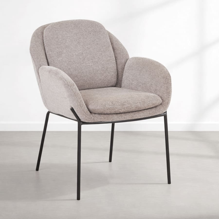 Chaise en tissu taupe pieds en m&eacute;tal noir