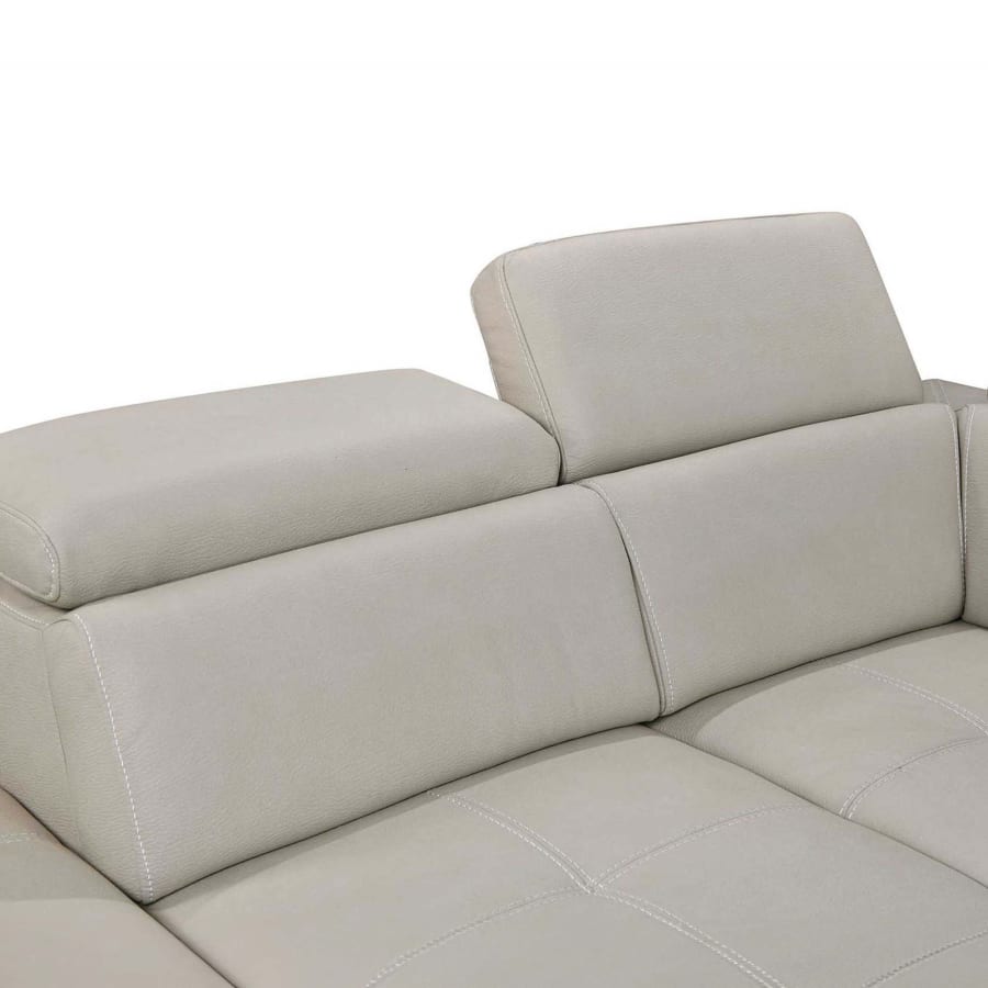 Canap&eacute; panoramique convertible coffre de rangement en tissu beige - Angle Gauche