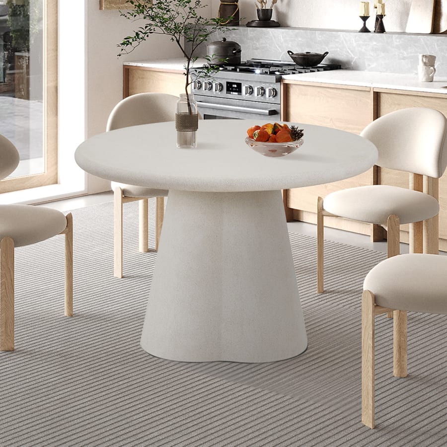 Table &agrave; manger ronde couleur ciment 120 cm