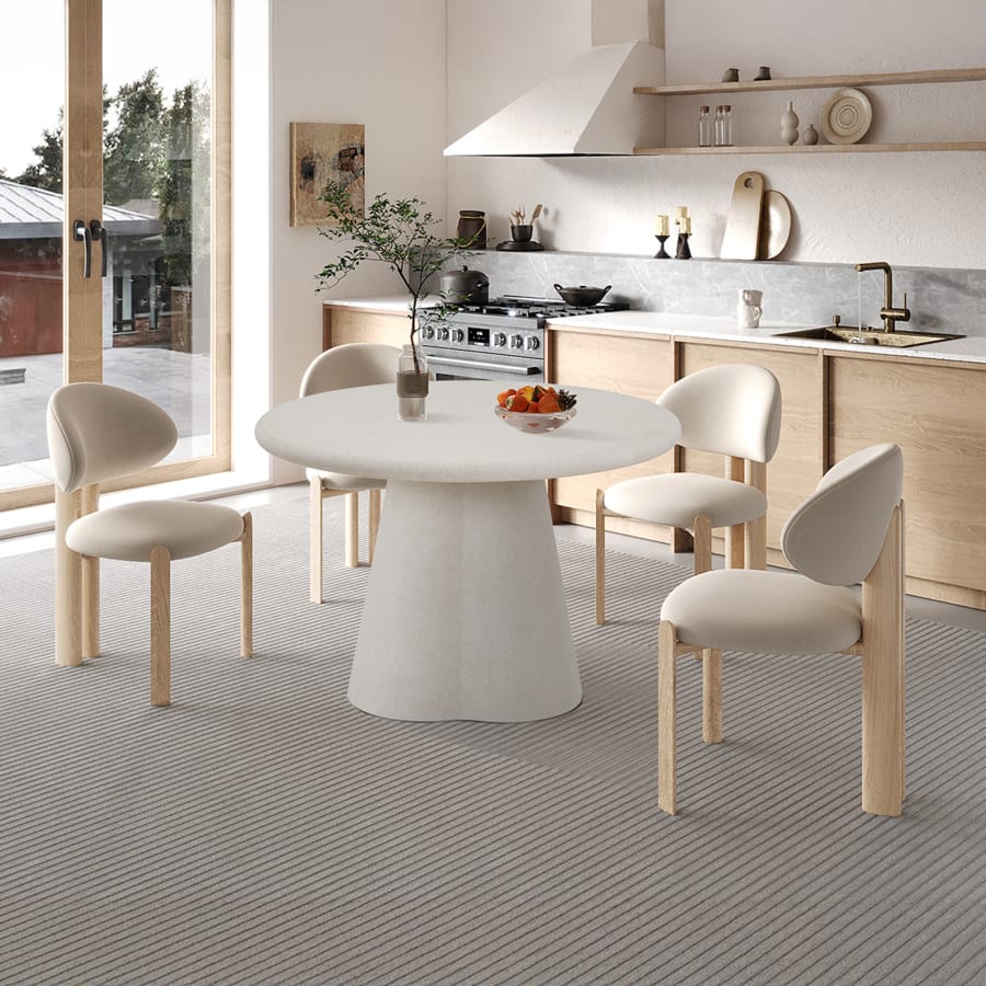 Table &agrave; manger ronde couleur ciment 120 cm