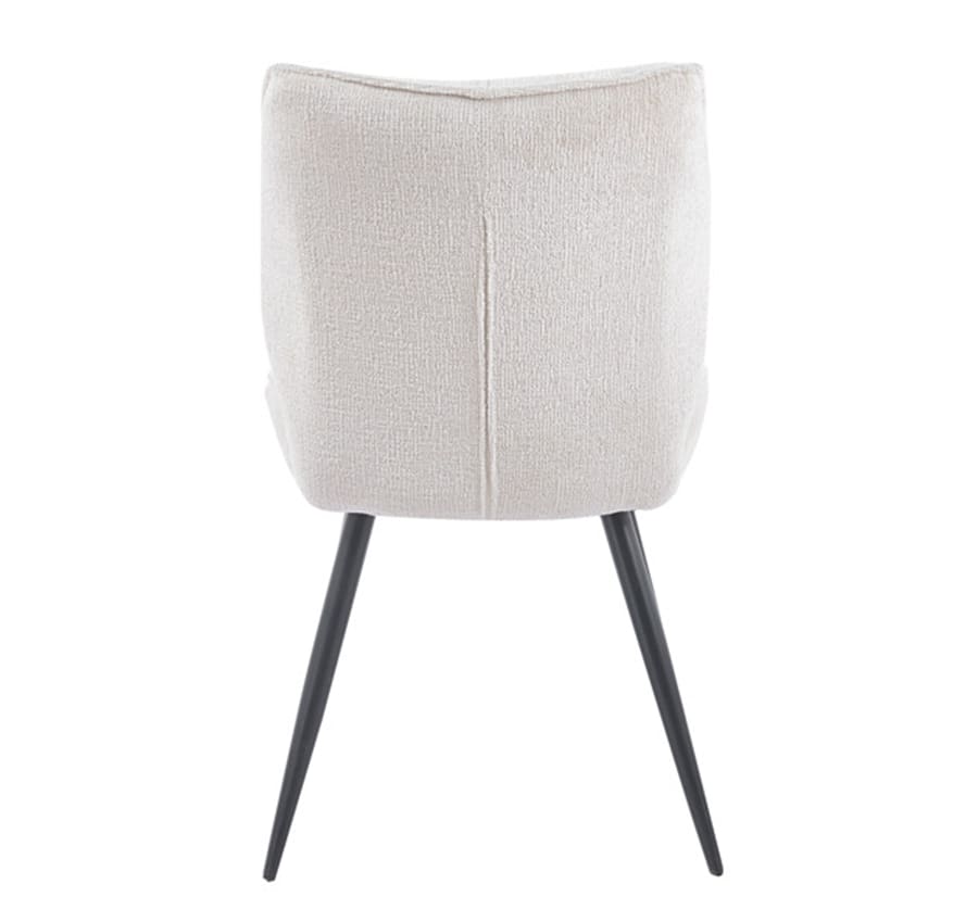 Lot de 2 chaises en tissu écru pieds en métal noir