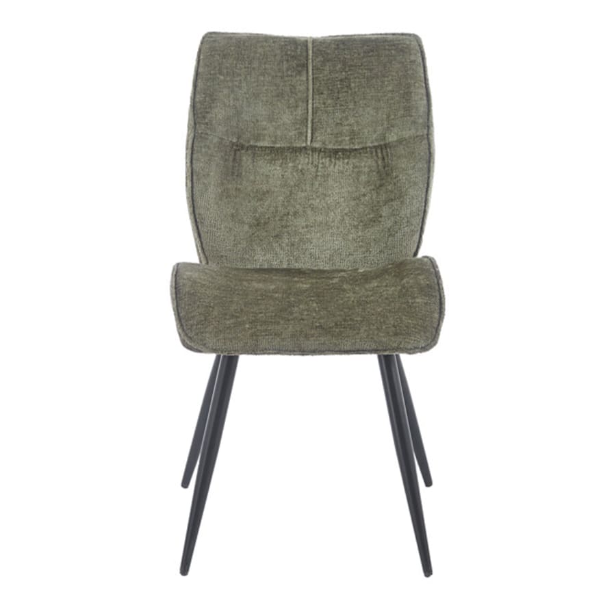 Lot de 2 chaises en tissu vert pieds en métal noir