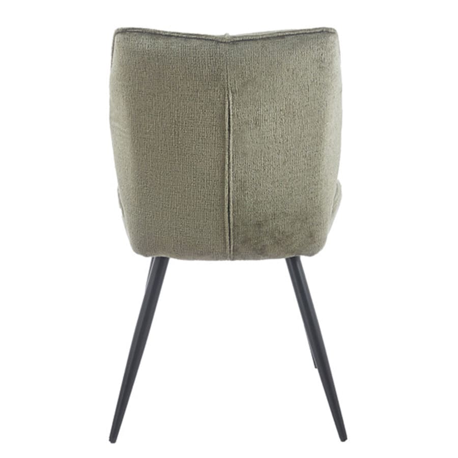 Lot de 2 chaises en tissu vert pieds en métal noir