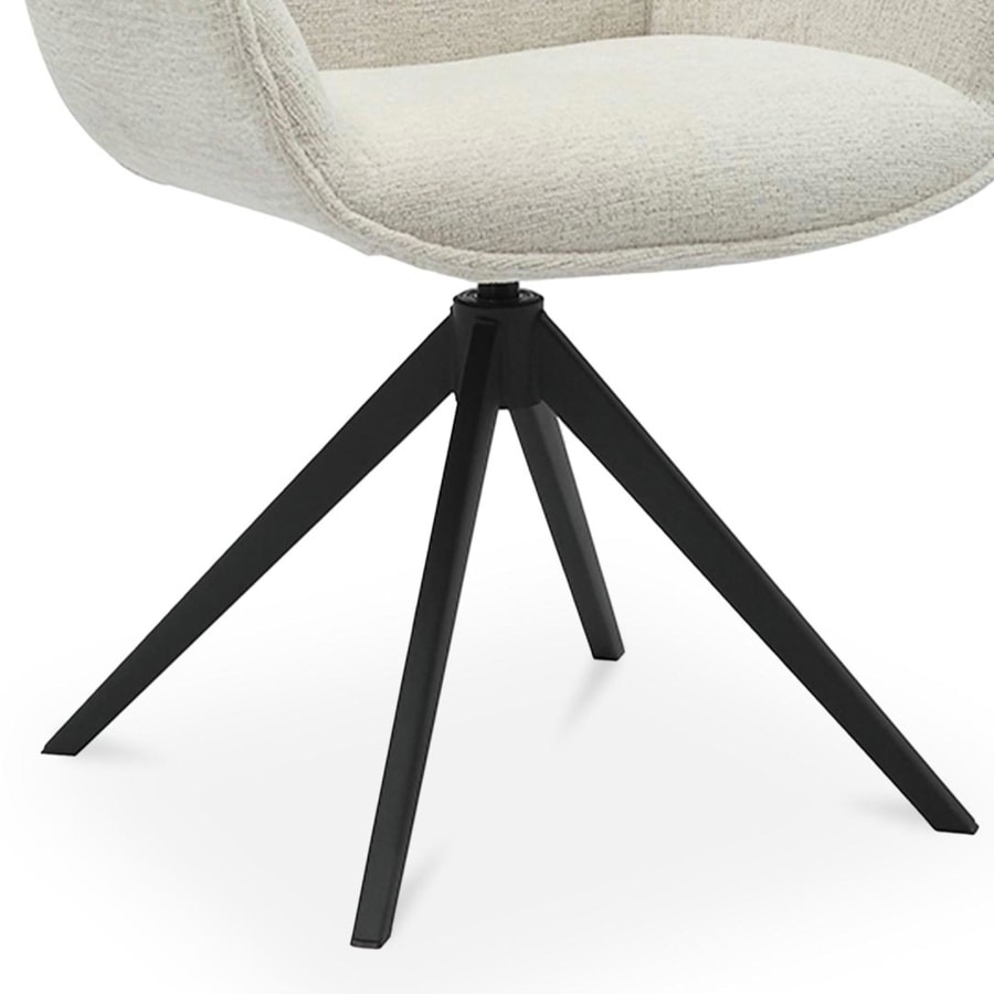 Chaise pivotante en tissu blanc écru piètement métal noir