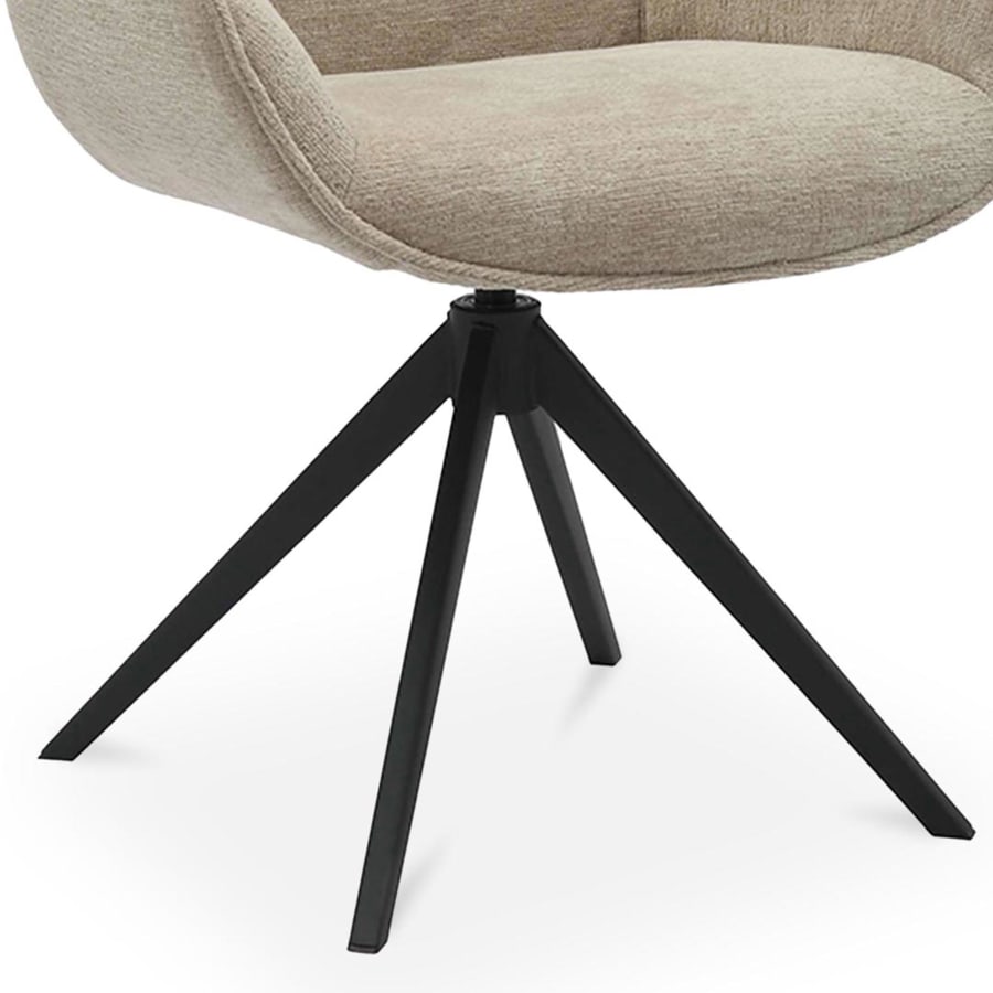 Chaise pivotante en tissu taupe piètement métal noir