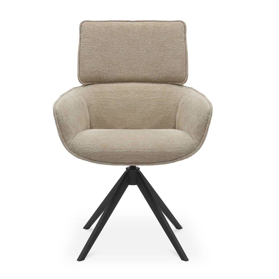 Chaise pivotante en tissu taupe piètement métal noir